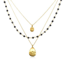 Load image into Gallery viewer, Satya Onyx, Tree + Lotus Thrive Necklace