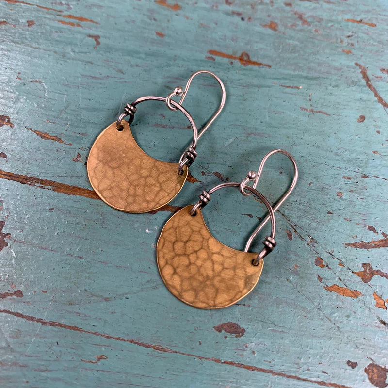 Jennifer Kahn Tiny Brass Crescent Earrings