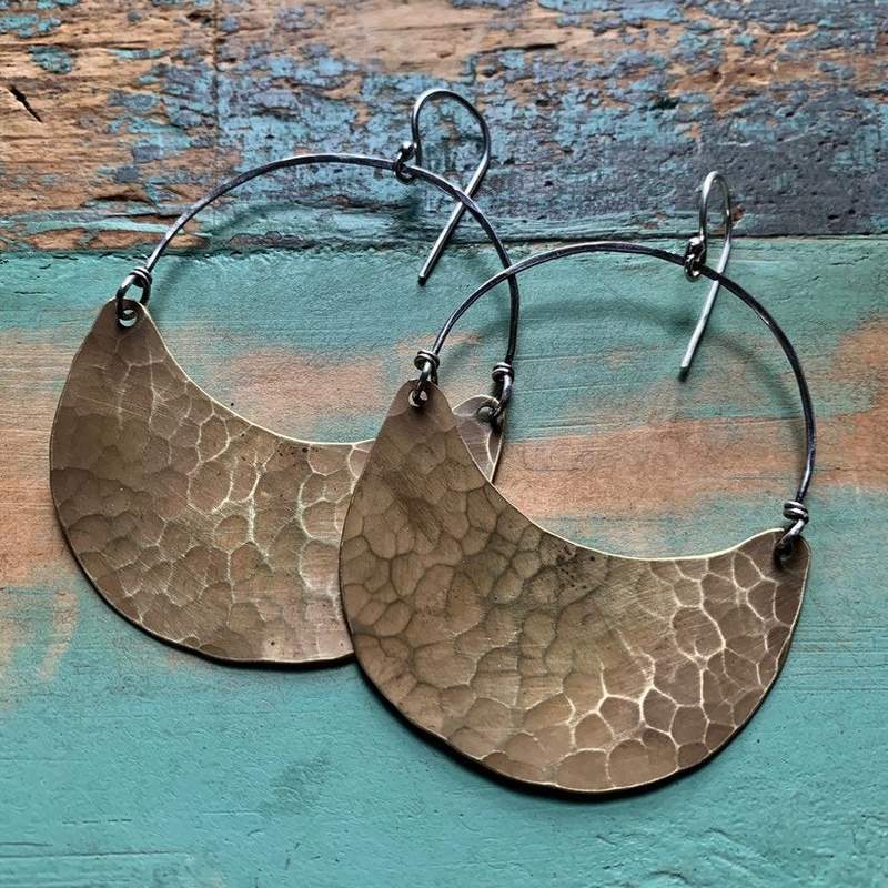 Jennifer Kahn Large Brass Crescent Earrings