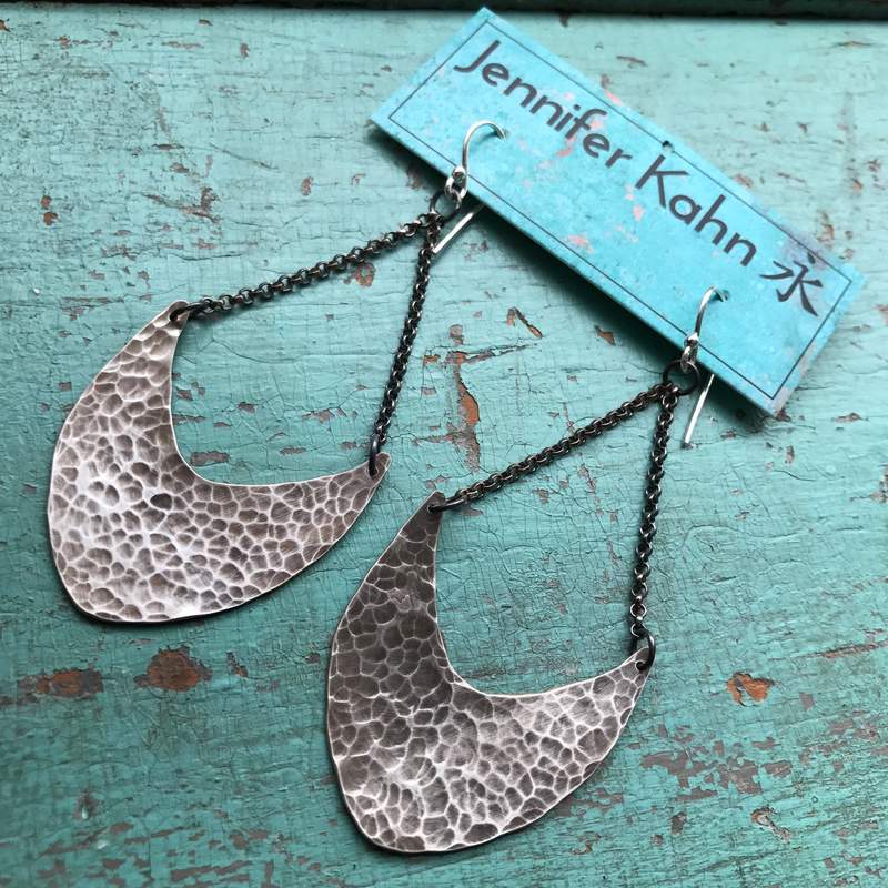 Jennifer Kahn Large Silver Pendulum Earrings