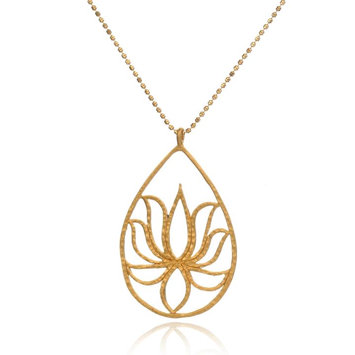Satya Gold Teardrop Lotus Necklace