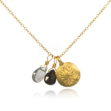 Load image into Gallery viewer, Satya Onyx, Labradorite + Lotus Necklace
