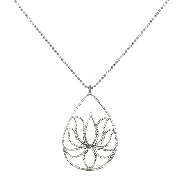 Satya Silver Teardrop Lotus Necklace