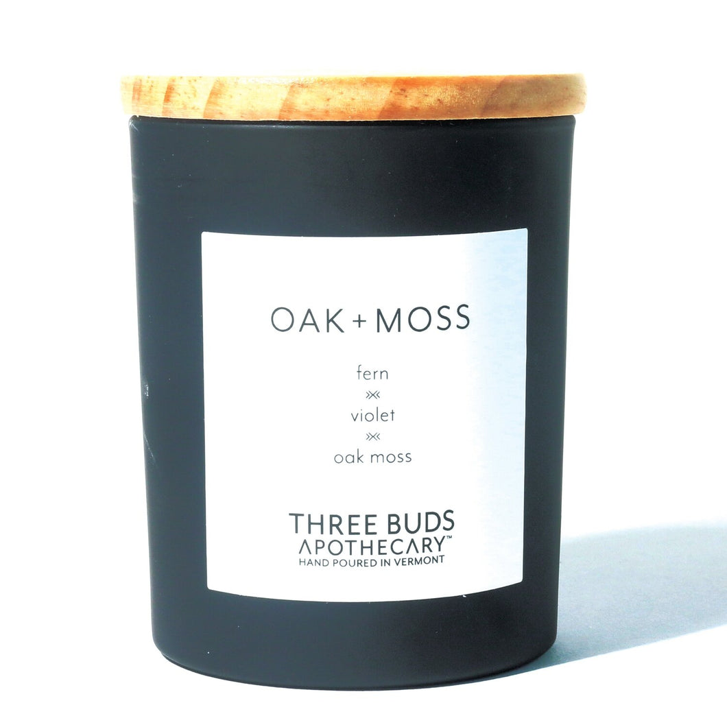Three Buds Apothecary Soy Candle - Oak + Moss