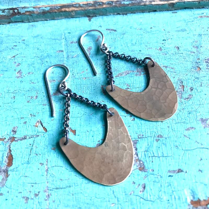 Jennifer Kahn Tiny Brass Pendulum Earrings